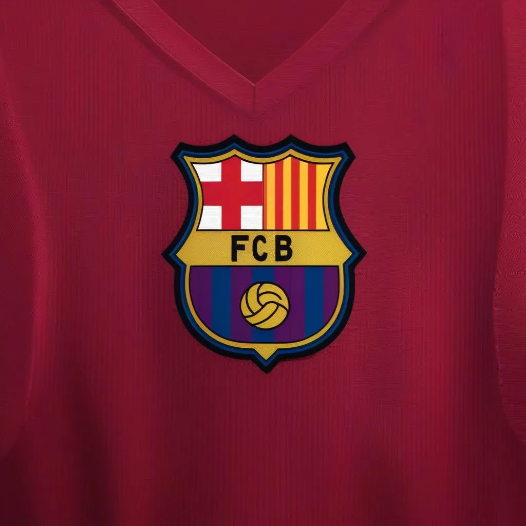 Logo FC Barcelona trên sân đấu Champions League