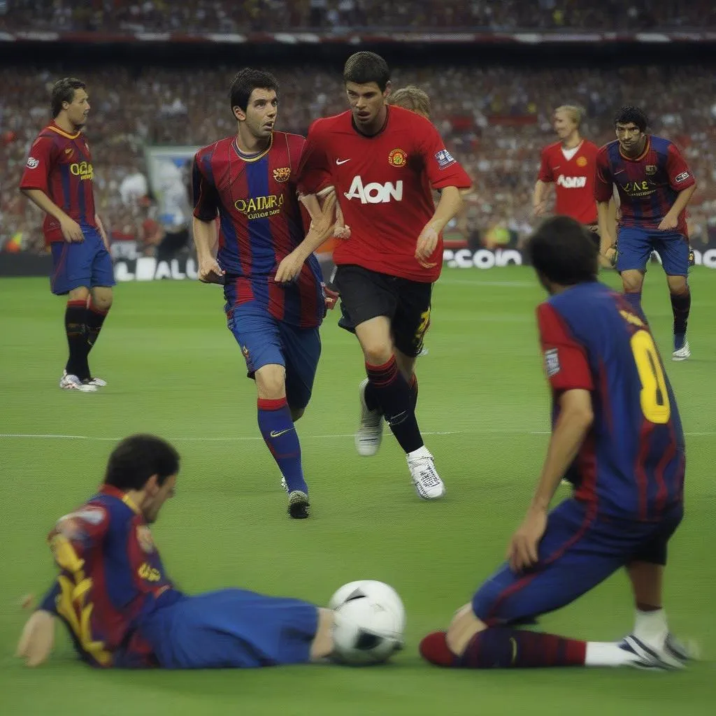 Hình ảnh Manchester United và Barcelona thi đấu chung kết Champions League 2009