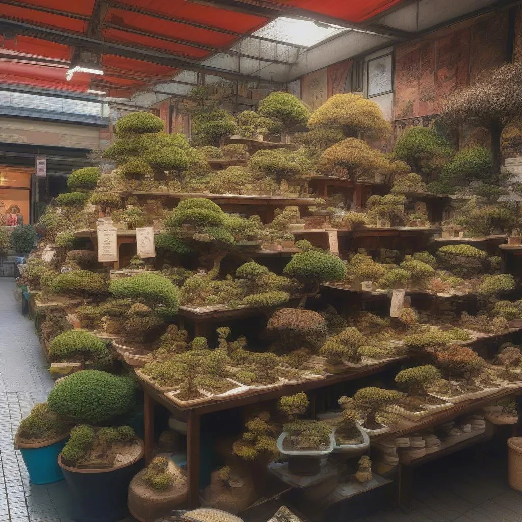 Chợ cây bonsai tại Mercat de la Boqueria, Barcelona