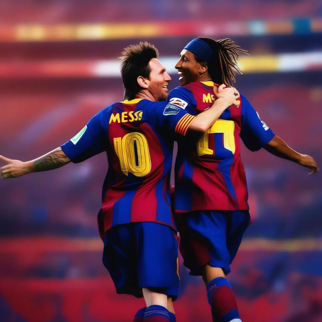 Messi, Ronaldinho - Ngôi sao của Barcelona