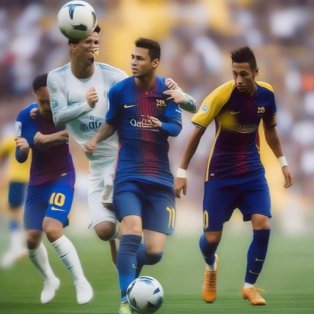 Lionel Messi, Cristiano Ronaldo, and Neymar Jr.