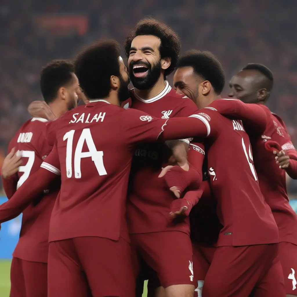 Mohamed Salah celebrating a goal