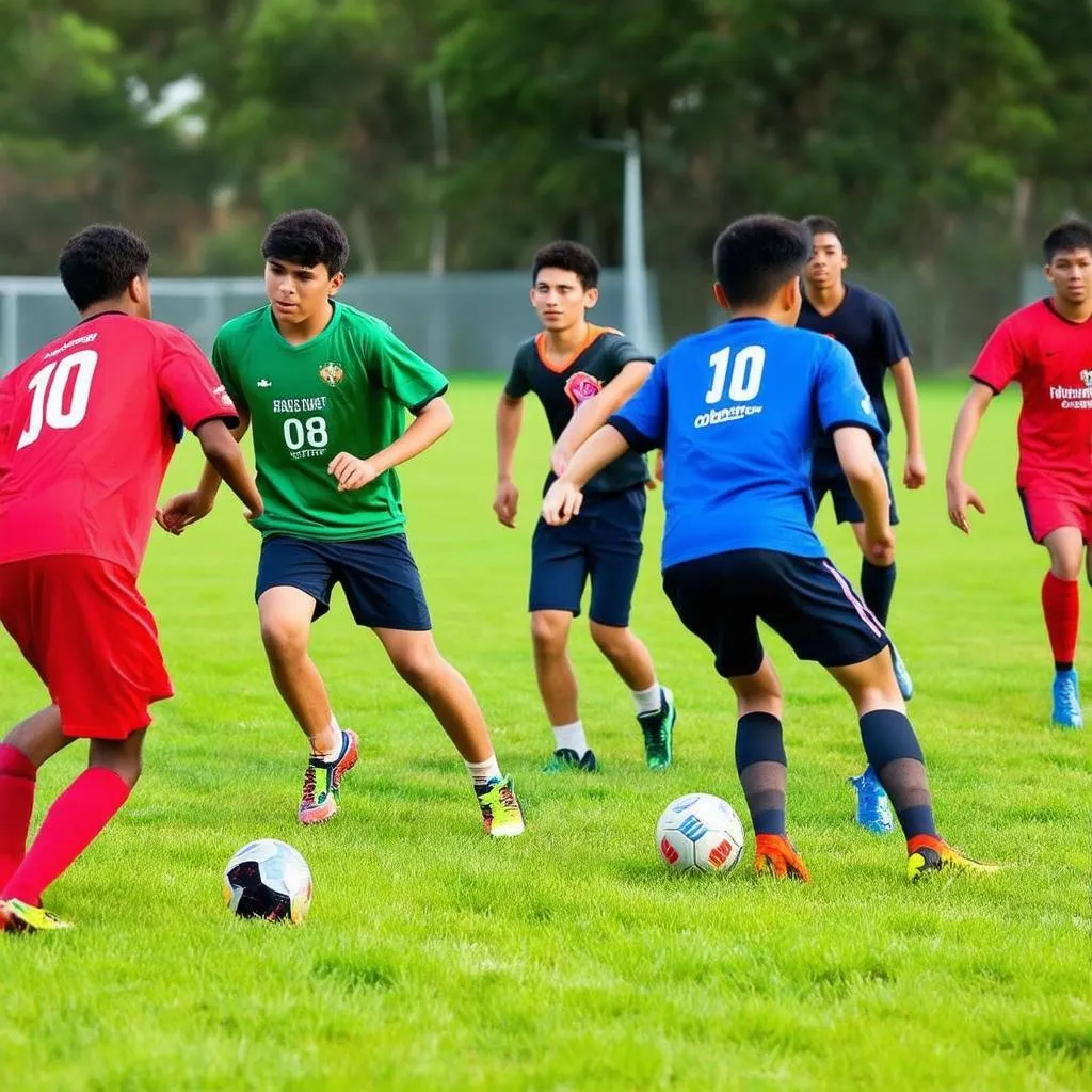 Người chơi bóng đá mặc giày đá bóng chính hãng