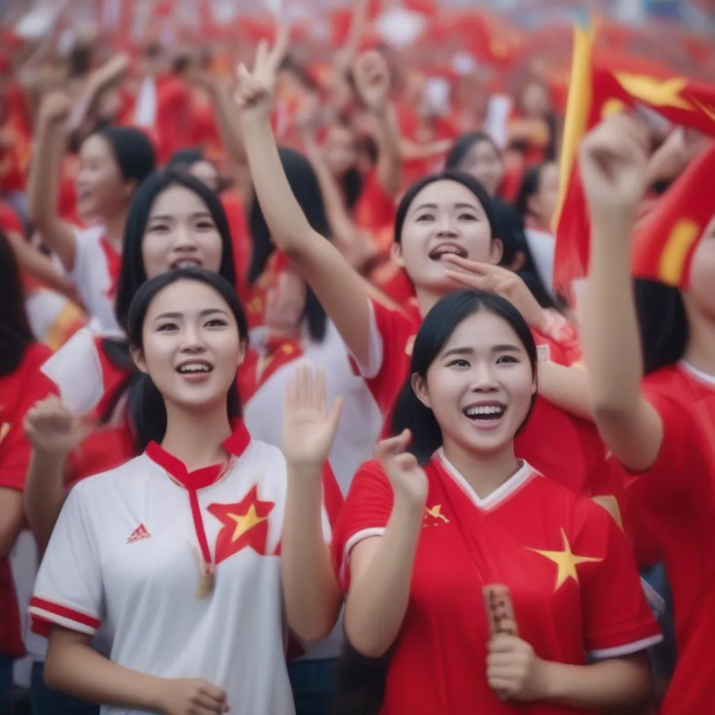 Nữ sinh cổ động viên bóng đá World Cup Việt Nam