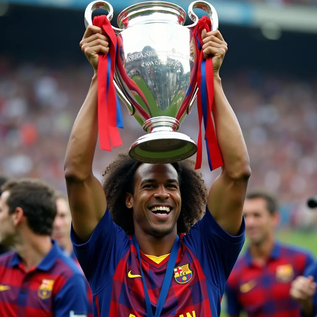 Ronaldinho nâng cao chức vô địch Champions League cùng Barcelona