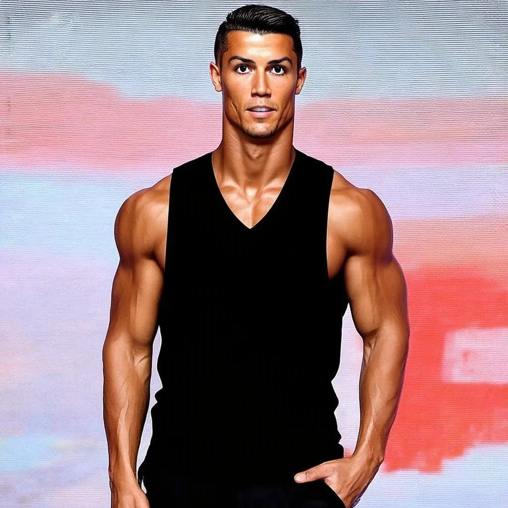 Ronaldo mặc vest đen