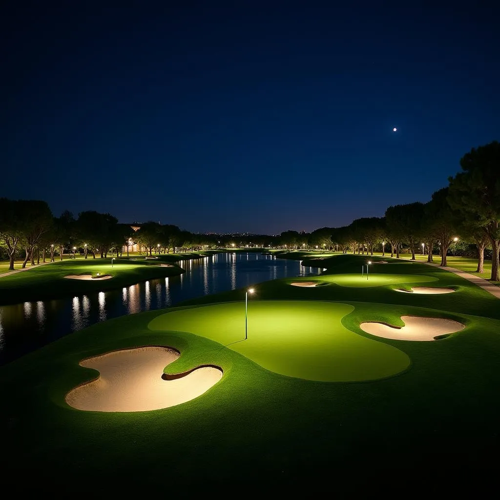 Sân golf Barcelona về đêm