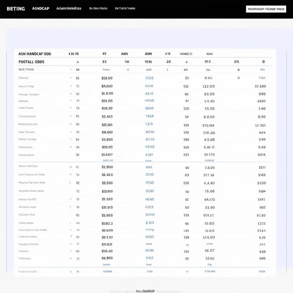 Asian Handicap odds on a betting website