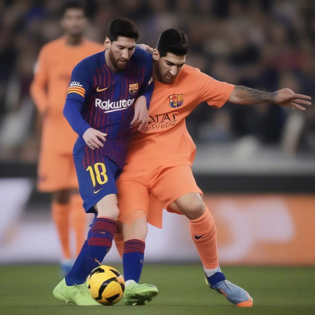 Hình ảnh Messi và Suarez thi đấu