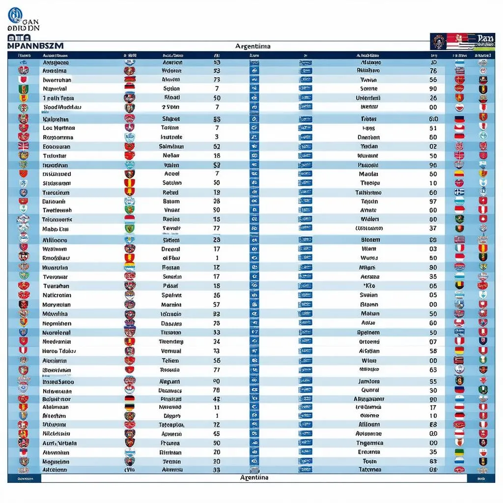 Bảng xếp hạng bóng đá Argentina