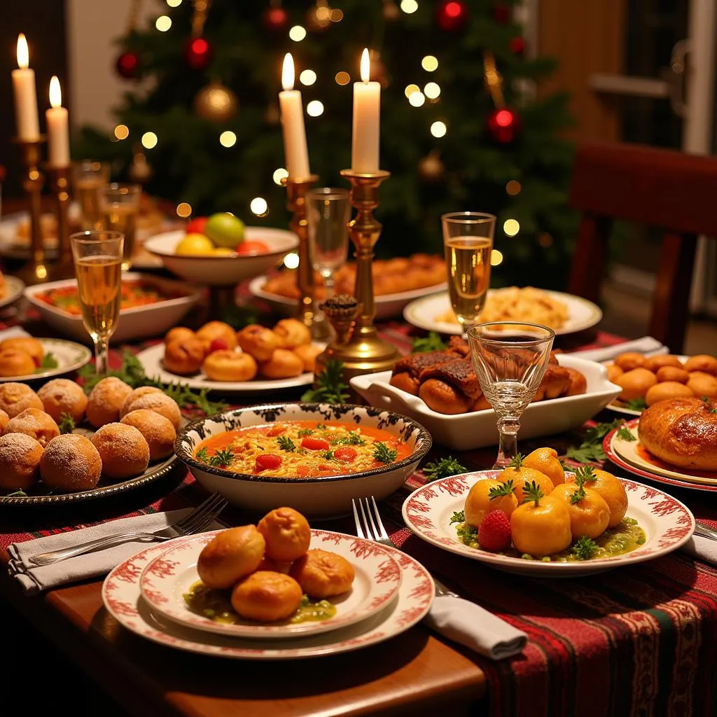 Bàn tiệc Nochebuena truyền thống