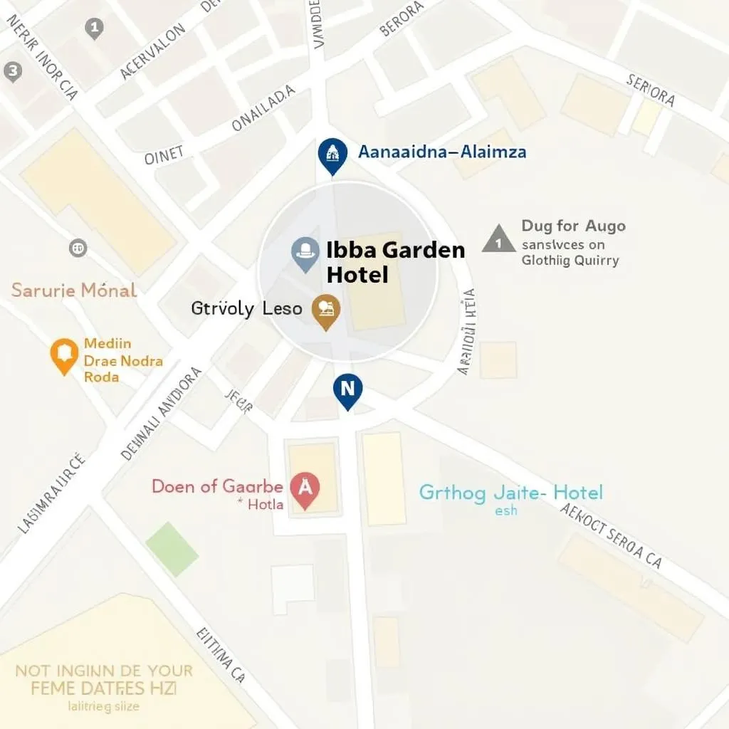 Bản đồ vị trí khách sạn Abba Garden Hotel và các điểm tham quan