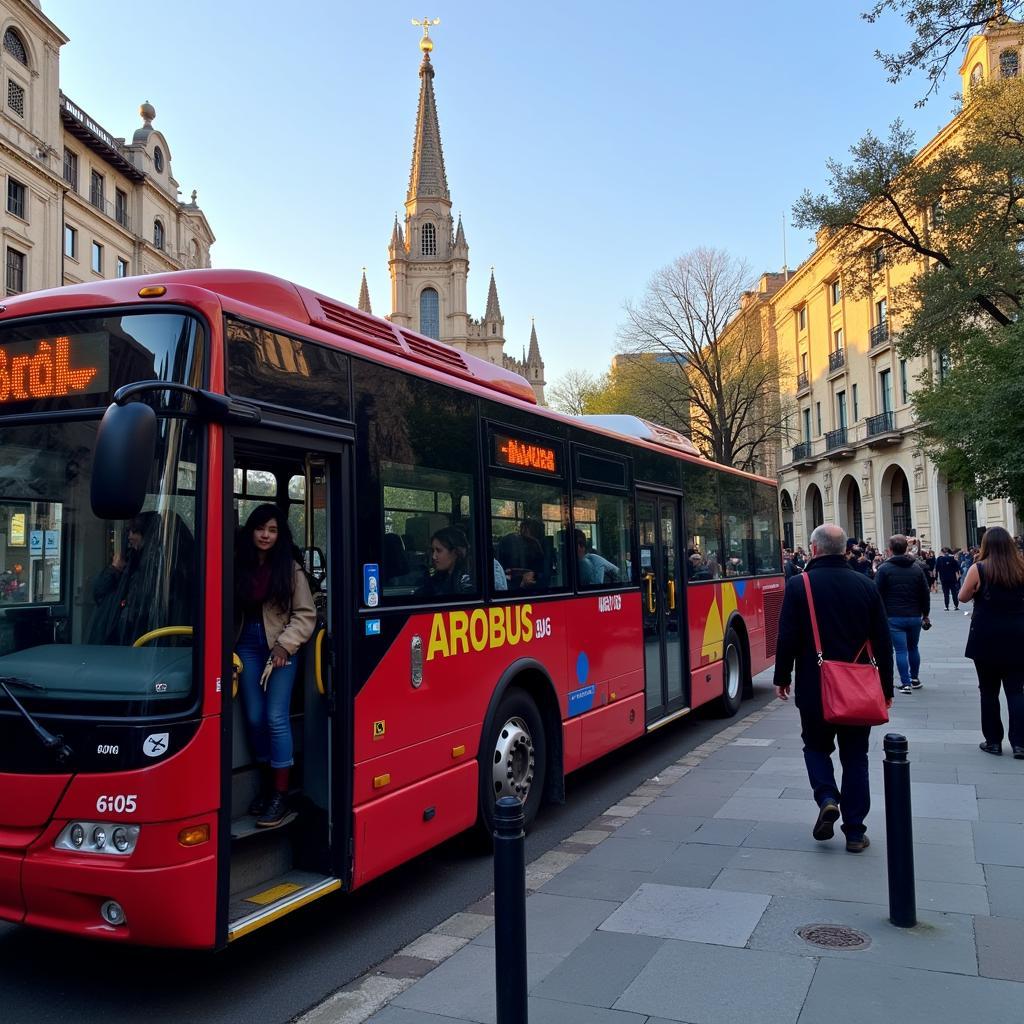 Barcelona Aerobus at Plaça Catalunya