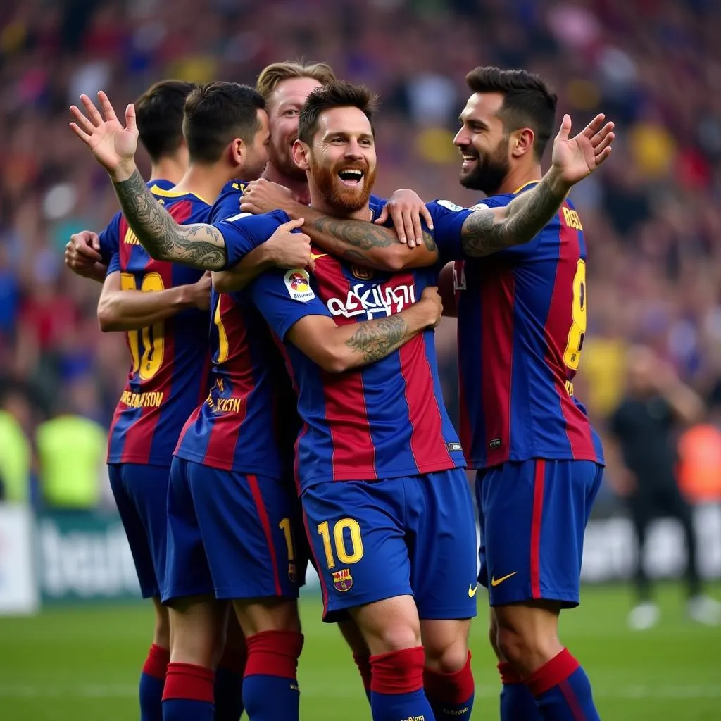 Messi celebrating a goal against Celta Vigo