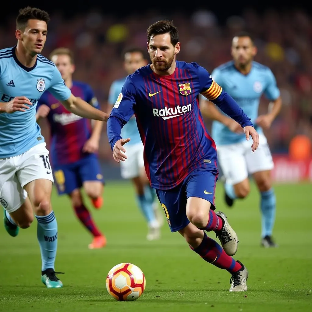 Messi dribbling in FIFA 20