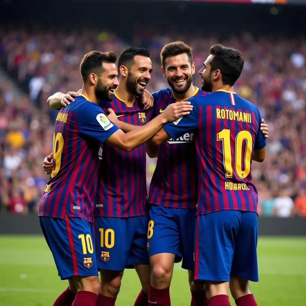 Omar Momani with his Barcelona teammates, showcasing the team's camaraderie and competitive spirit