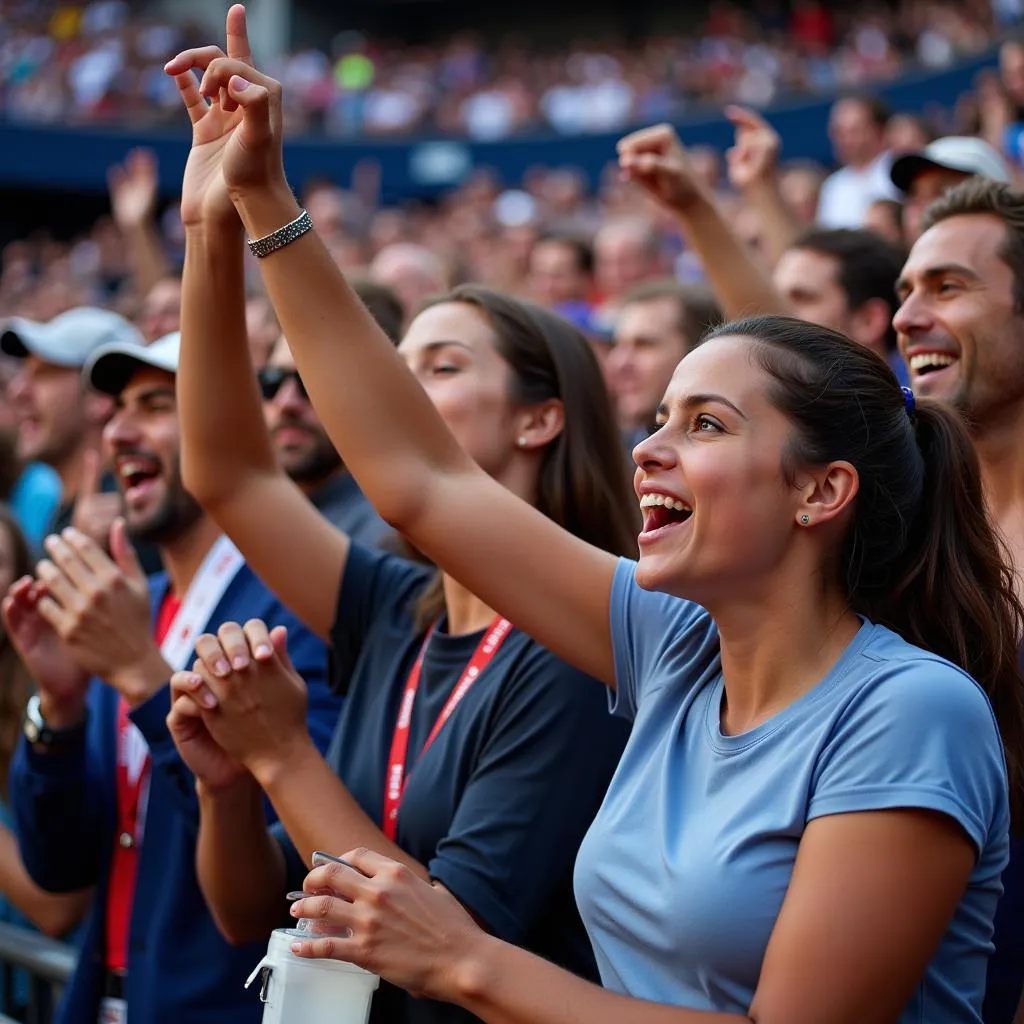 Crowd cheering at the Barcelona Open