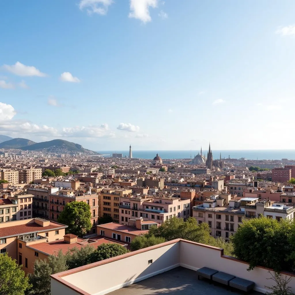 Spectacular Cityscape View from Barcelona Rooftop