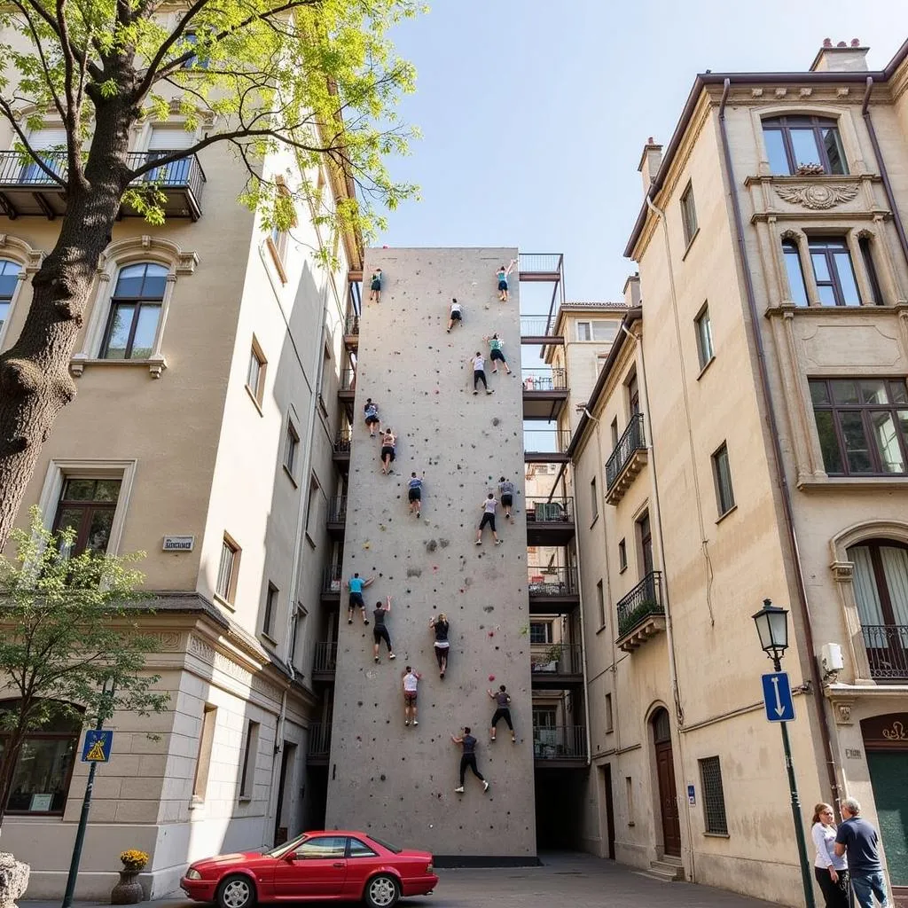 Urban rock climbing in Barcelona