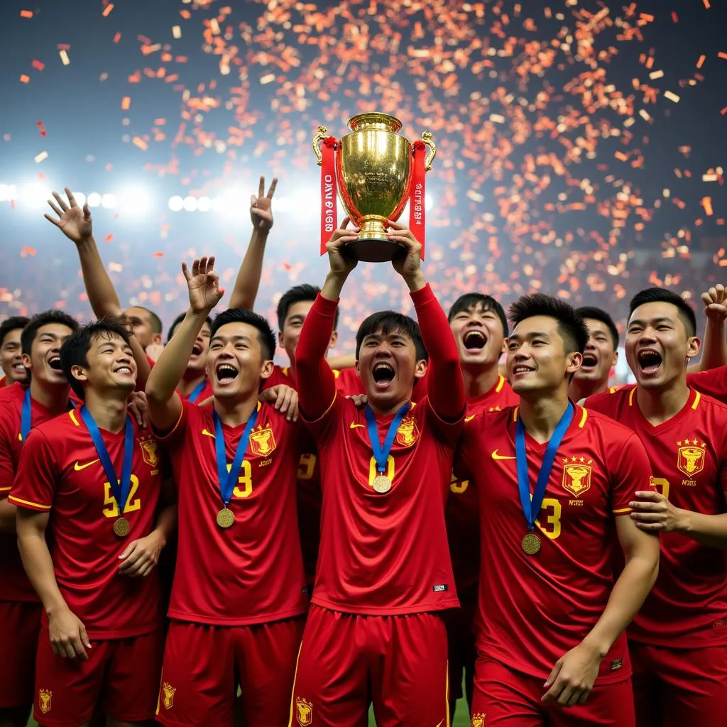 Vietnam football team celebrating Seagame championship