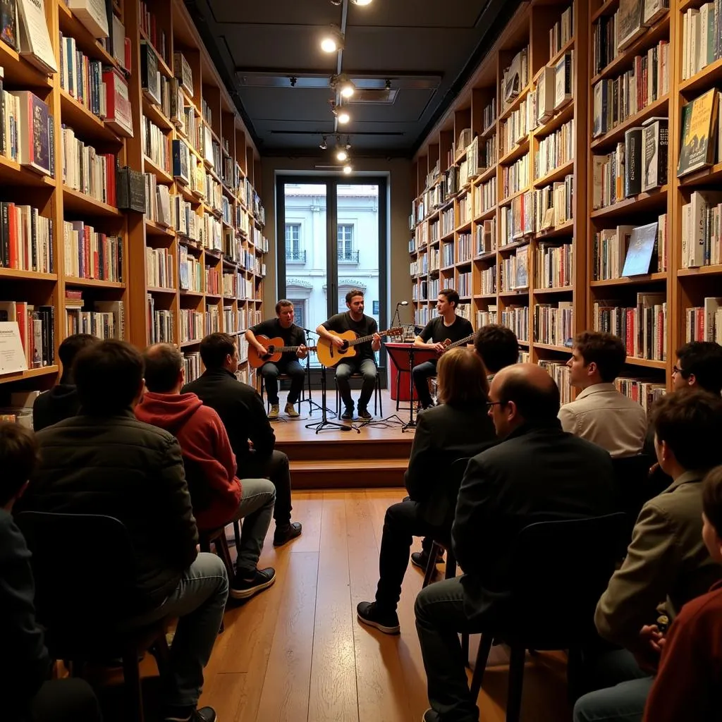 Buổi biểu diễn nhạc sống tại Libreria Musical Barcelona