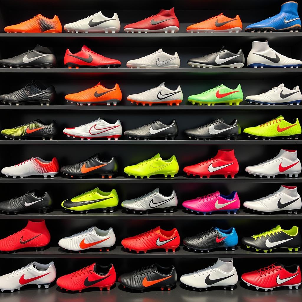 Various Nike Football Boots on Display