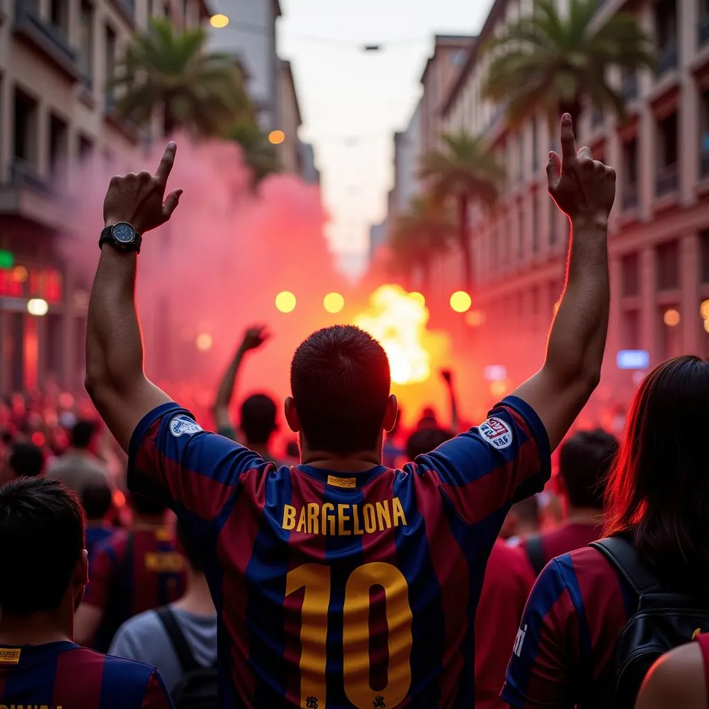 Barcelona fans celebrating