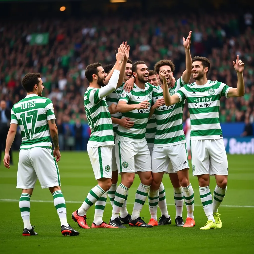 Các cầu thủ Celtic ăn mừng chiến thắng