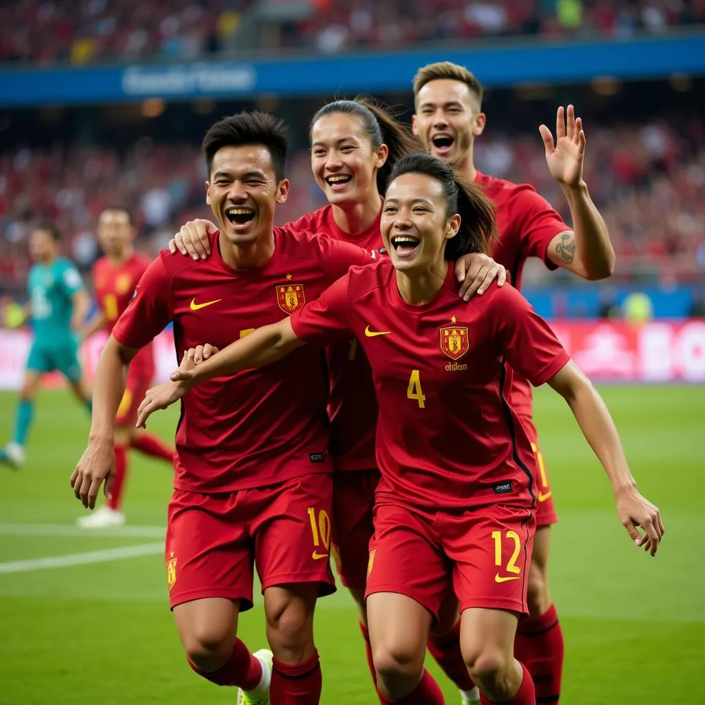 Vietnamese players celebrating victory