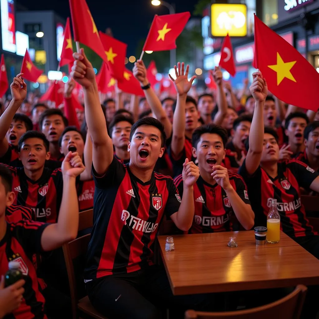 Cộng đồng fan Eintracht Frankfurt tại Việt Nam tập trung đông đảo, sôi nổi cổ vũ cho đội bóng