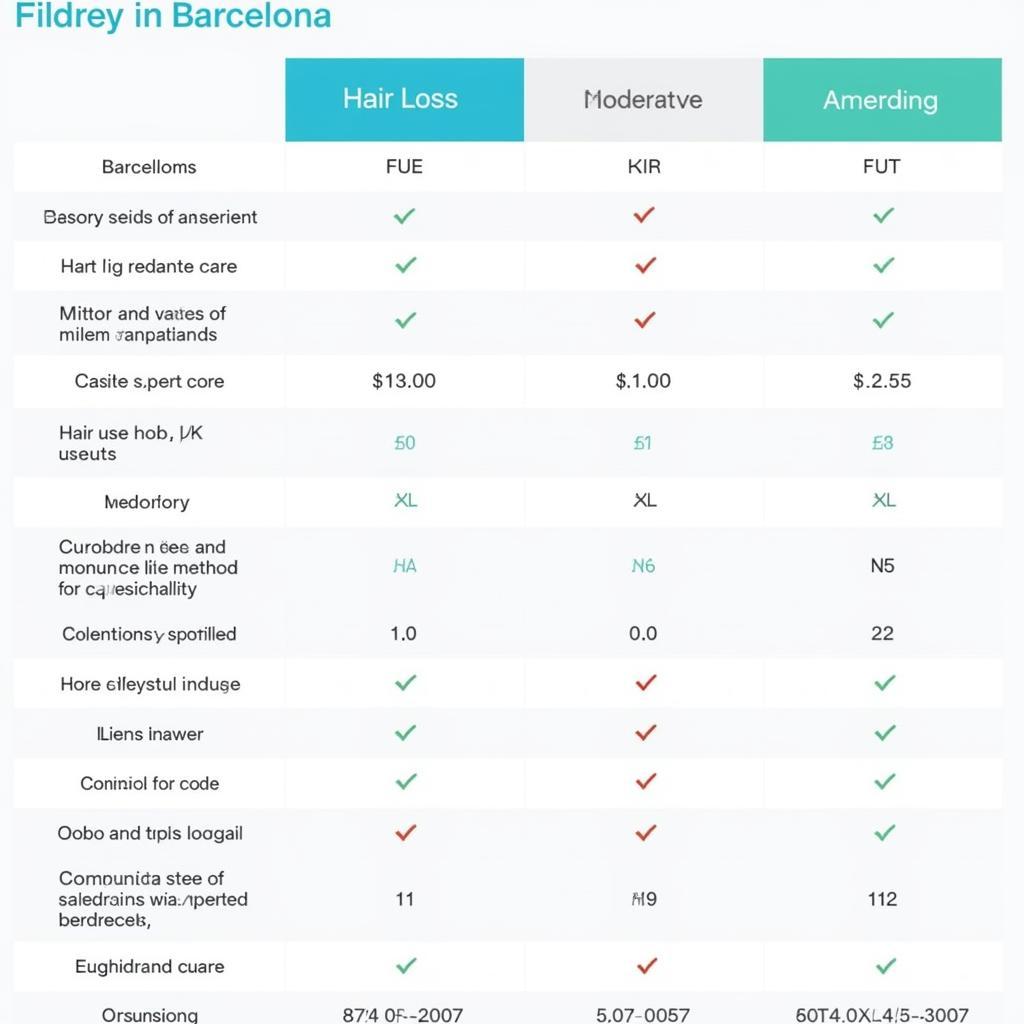 Bảng giá cấy tóc tại Barcelona