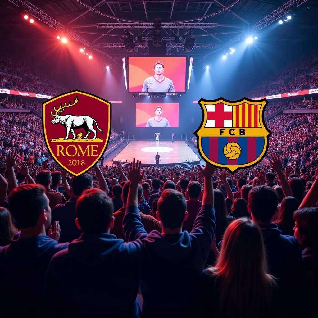 Hình ảnh đối đầu giữa Rome và Barcelona