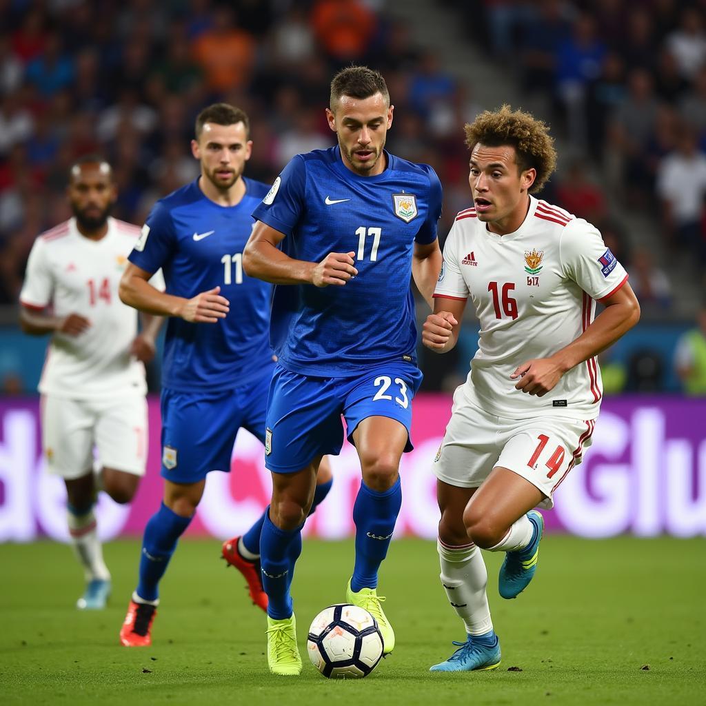 Cyprus national football team in action