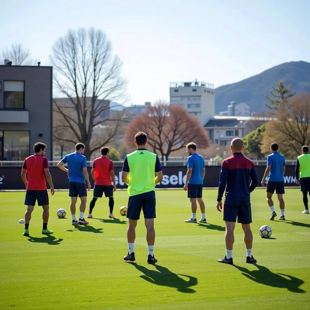 FC Barcelona players training in Japan