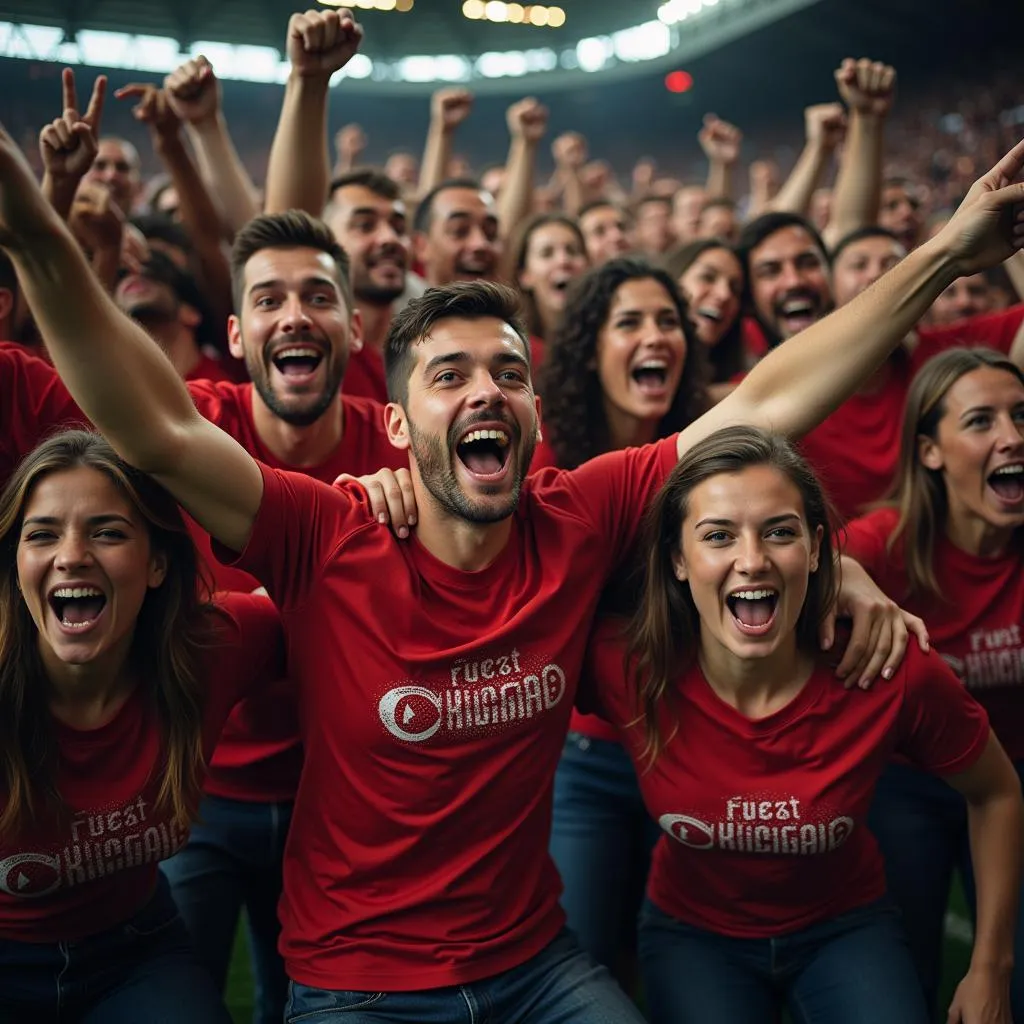 Football Fans Celebrating a Goal