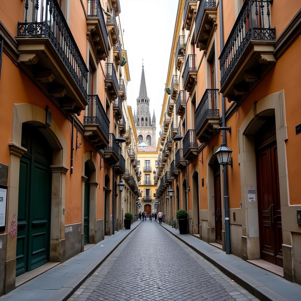 Narrow cobblestone streets in the Gothic Quarter