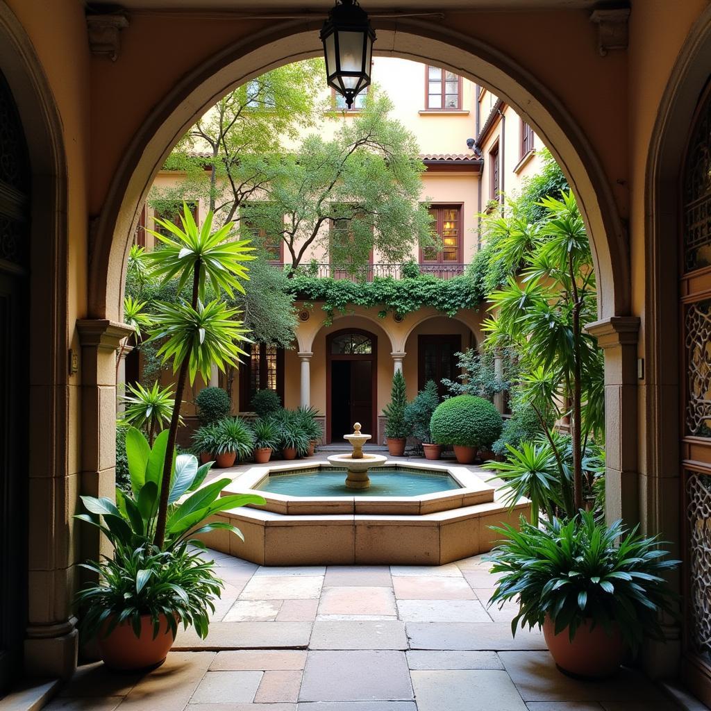 Peaceful hidden courtyard in Barcelona