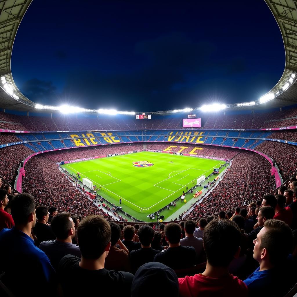 Sân vận động Camp Nou rực rỡ trong đêm