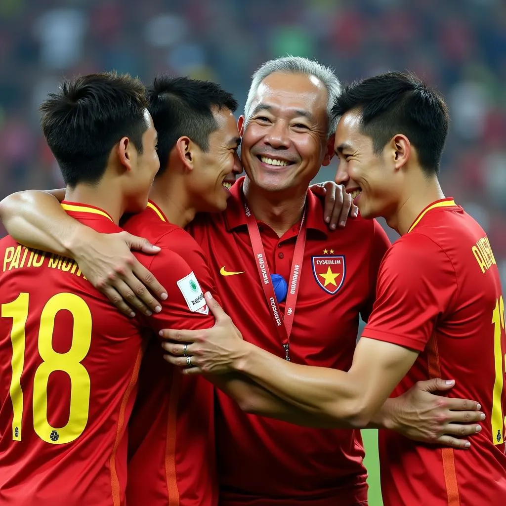 Coach Park Hang-seo Celebrating with Players