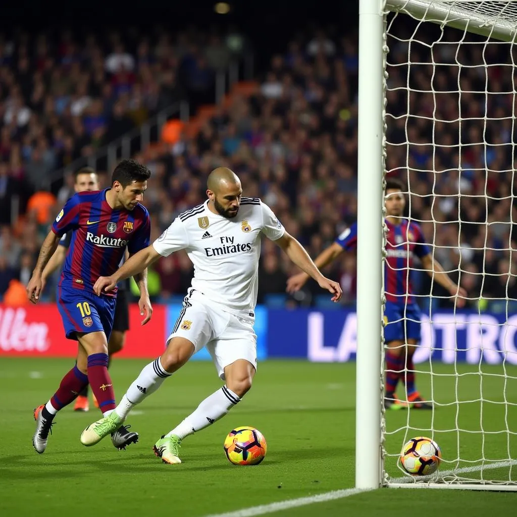 Karim Benzema scoring the equalizing goal for Real Madrid