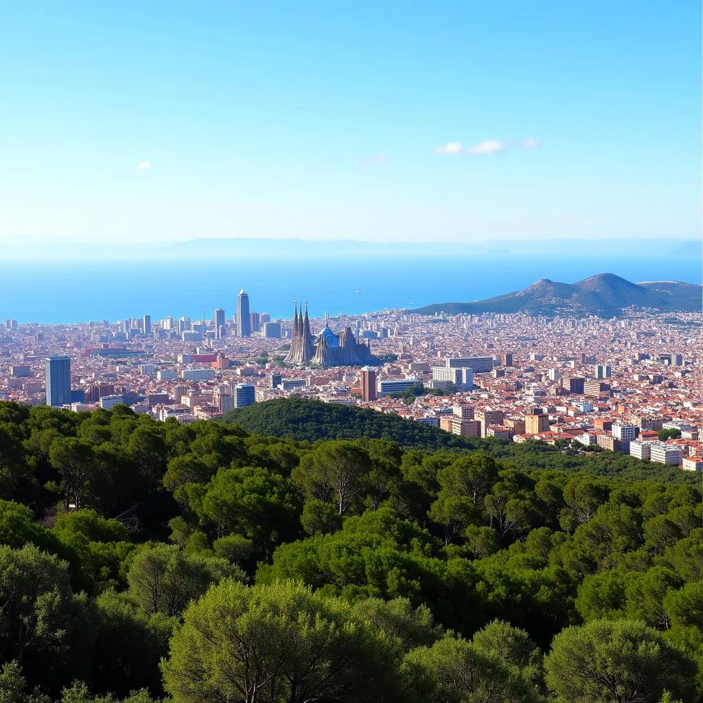 Barcelona Cityscape from Collserola Natural Park 