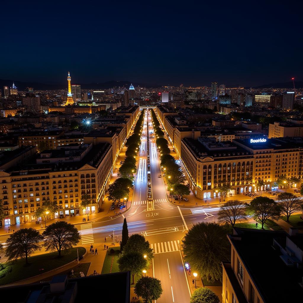 Vẻ đẹp về đêm trên La Gran Via Barcelona