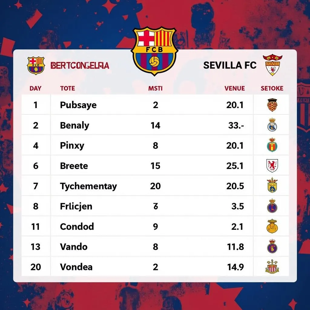 Lịch sử đối đầu Barca Sevilla