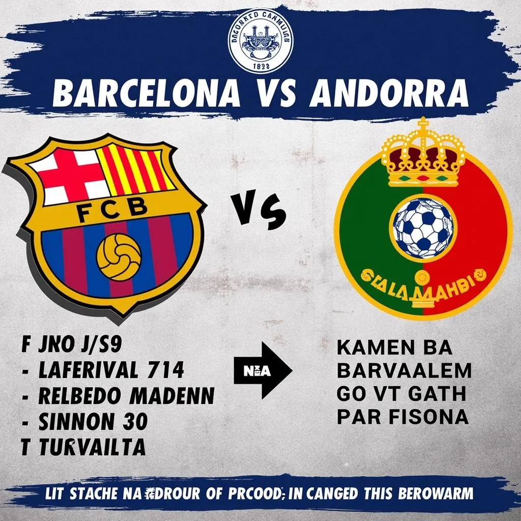 Lịch thi đấu Barcelona vs Andorra: Cuộc đối đầu lịch sử