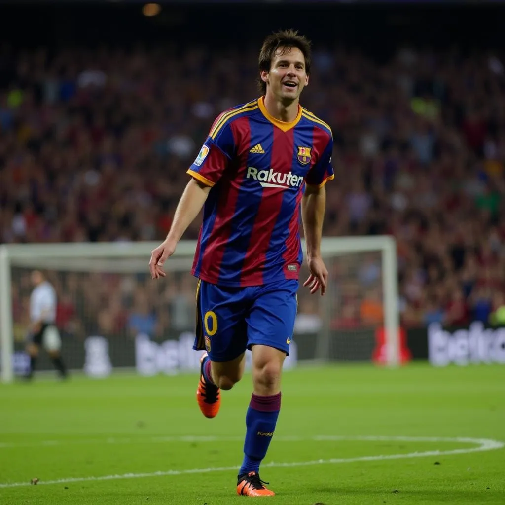 Lionel Messi Celebrates His Goal in the 2009 Champions League Final