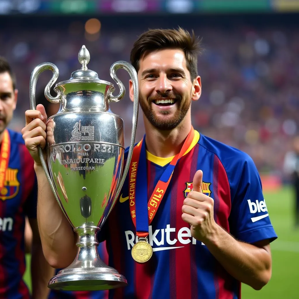 Lionel Messi Celebrates La Liga Triumph