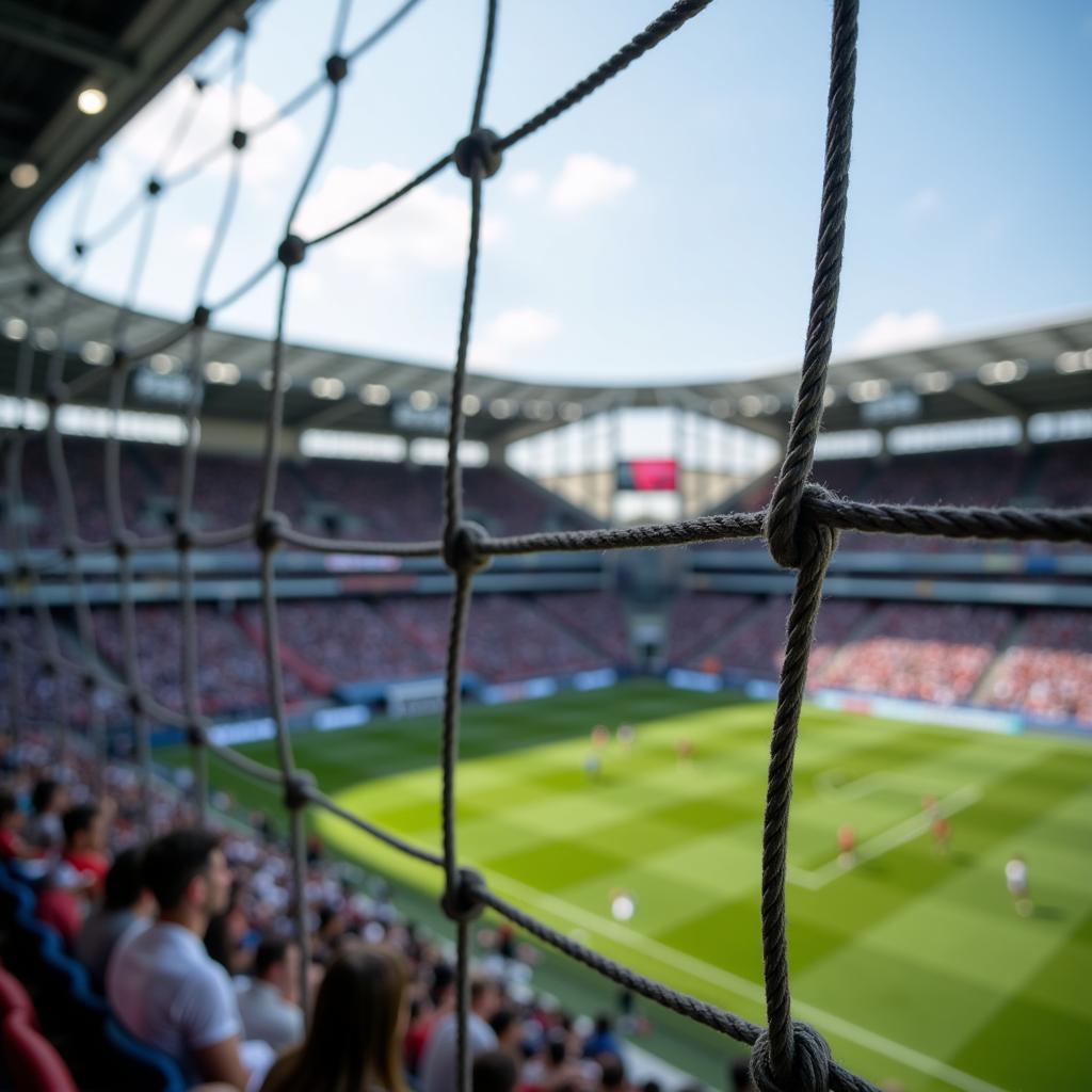 Football net protecting the audience