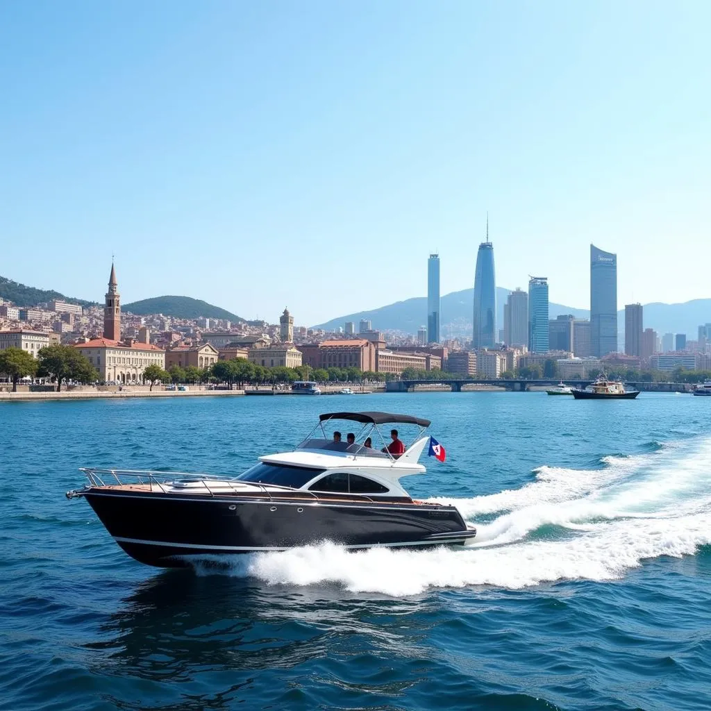 Motorboat Hire Barcelona Skyline