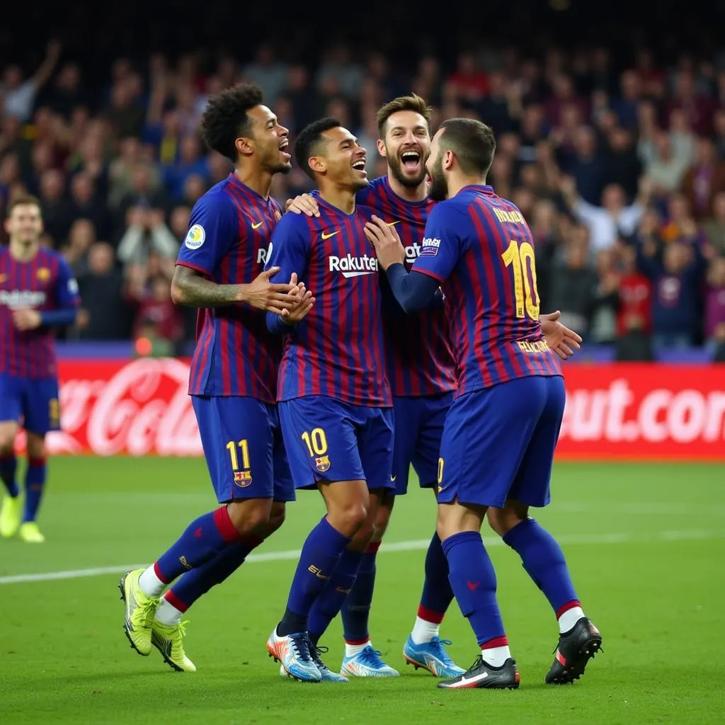 Neymar celebrating a goal for Barcelona in 2016