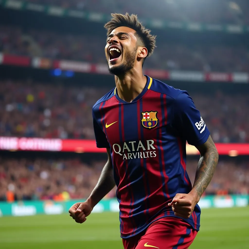 Neymar celebrating a goal for Barcelona